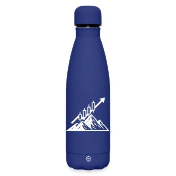 THE CLIMB OF A TRADER – NO LUCK, JUST SKILL - Matte Insulated Water Bottle 500 ml - dark blue  - Front