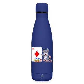 Mouse Poker Cartes de poker Jetons de poker - Bouteille isotherme SOFT TOUCH 500 ml - bleu foncé  - Devant
