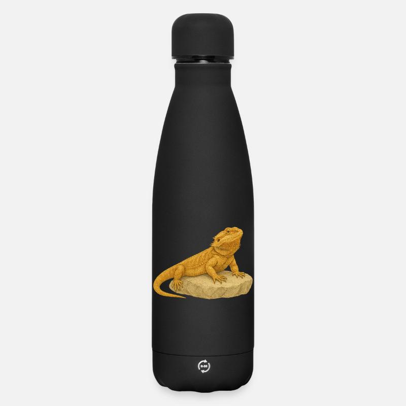 Gelbgecko auf Felsen - Matte Thermosflasche 500 ml - Schwarz