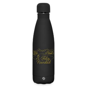 Feliz Navidad Winterlandschaft winterlich - Matte Thermosflasche 500 ml - Schwarz - Vorne
