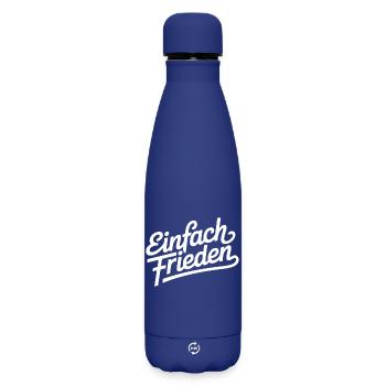 Einfach Frieden – Ruhe, Menschlichkeit - Matte Thermosflasche 500 ml - Dunkelblau  - Vorne