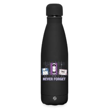 Vergiss niemals Nostalgie für Retro-VHS-Diskettenkassetten - Matte Thermosflasche 500 ml - Schwarz - Vorne