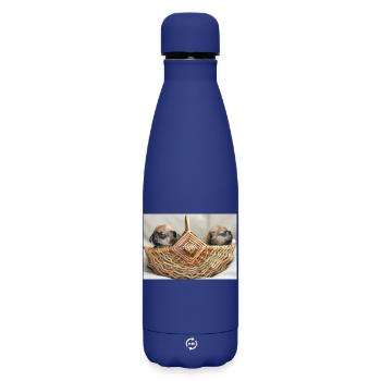 French Bulldogs two cute puppies - Matte Insulated Water Bottle 500 ml - dark blue  - Front
