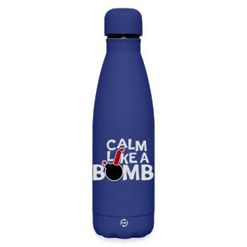 Calme comme une bombe Paradoxe Ironie Humour Blague explosive - Bouteille isotherme SOFT TOUCH 500 ml - bleu foncé  - Devant