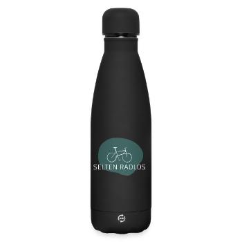 Selten Radlos – Wortspiel Fahrrad Spruch - Matte Thermosflasche 500 ml - Schwarz - Vorne