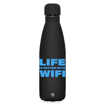 LIFE IS BETTER WITH WIFI - Matte Insulated Water Bottle 500 ml - black - Front