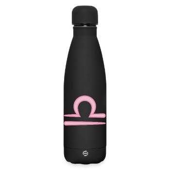 Waage-Tierkreiszeichen Pastellrosa - Matte Thermosflasche 500 ml - Schwarz - Vorne
