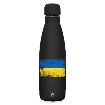 Brushed Ukrainian Flag Palette - Matte Insulated Water Bottle 500 ml - black - Front