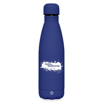 Trail running, mountains and forest of white splashes of color - Matte Insulated Water Bottle 500 ml - dark blue  - Front