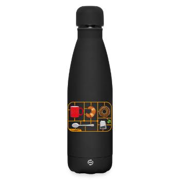 Frühstücks-Bausatz mit Tasse, Croissant & Co - Matte Thermosflasche 500 ml - Schwarz - Vorne