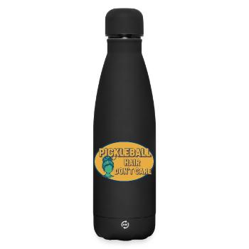 Pickleball Cheveux S’en Fiche, Joueur Drôle Amour - Bouteille isotherme SOFT TOUCH 500 ml - noir - Devant