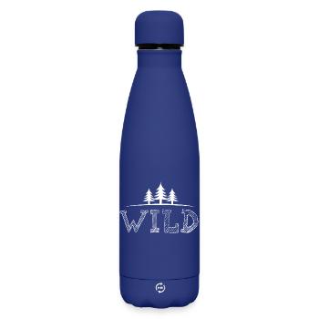 wild wilderness survival bushcraft icon trees icon - Matte Insulated Water Bottle 500 ml - dark blue  - Front