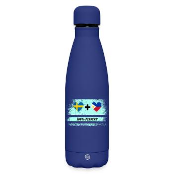 Philippines et Suède 100% parfait / cadeau - Bouteille isotherme SOFT TOUCH 500 ml - bleu foncé  - Devant