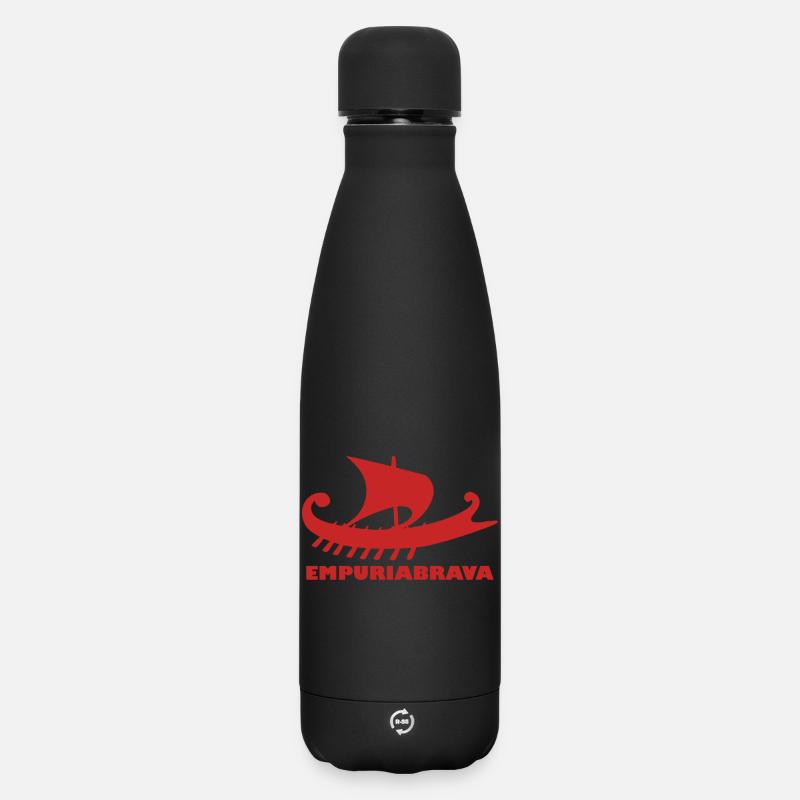 Navire Empuriabrava/Écriture rouge #C62626 - Bouteille isotherme SOFT TOUCH 500 ml - noir