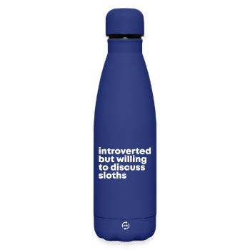 Faultier - Matte Thermosflasche 500 ml - Dunkelblau  - Vorne