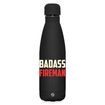 Combatant firefighter badass - Matte Insulated Water Bottle 500 ml - black - Front