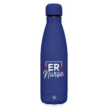 ER Nurse Heart Rate Graph - Matte Insulated Water Bottle 500 ml - dark blue  - Front