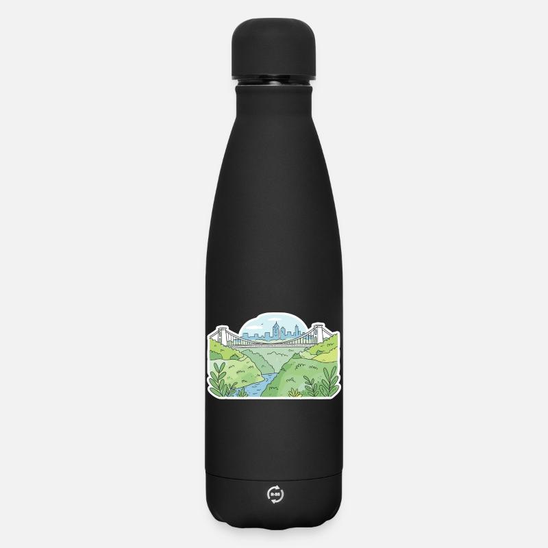 Bristol Clifton Hängebrücke Skyline-Kunst - Matte Thermosflasche 500 ml - Schwarz
