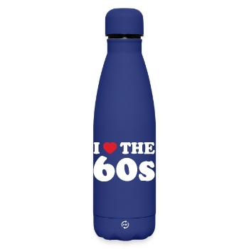 I Love Heart Sixties Retro Typography - Matte Insulated Water Bottle 500 ml - dark blue  - Front
