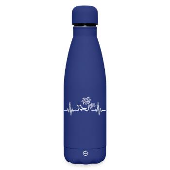 Summer Holidays Palm Trees - Heartbeat Line - Matte Insulated Water Bottle 500 ml - dark blue  - Front