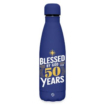 50th Anniversary Celebration Design - Matte Insulated Water Bottle 500 ml - dark blue  - Front