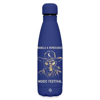 Festival de musique western Rebels & Renegades - Bouteille isotherme SOFT TOUCH 500 ml - bleu foncé  - Devant