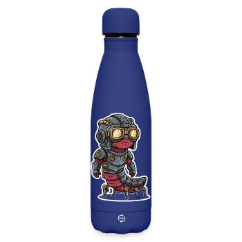 Centipede Steampunk Armored Steel Armor - Matte Insulated Water Bottle 500 ml - dark blue  - Front
