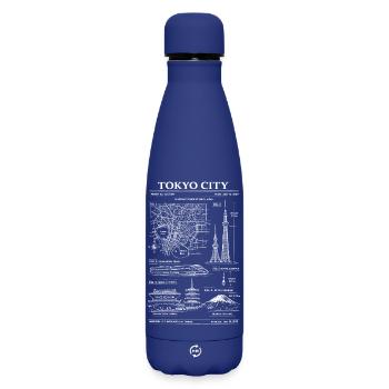 Carte du plan directeur de la ville de Tokyo - Bouteille isotherme SOFT TOUCH 500 ml - bleu foncé  - Devant