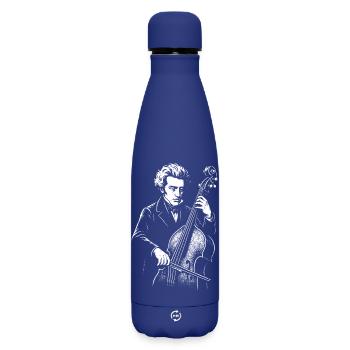 kierkegaard spielt Kontrabass in der Jazzband T-Shirt - Matte Thermosflasche 500 ml - Dunkelblau  - Vorne