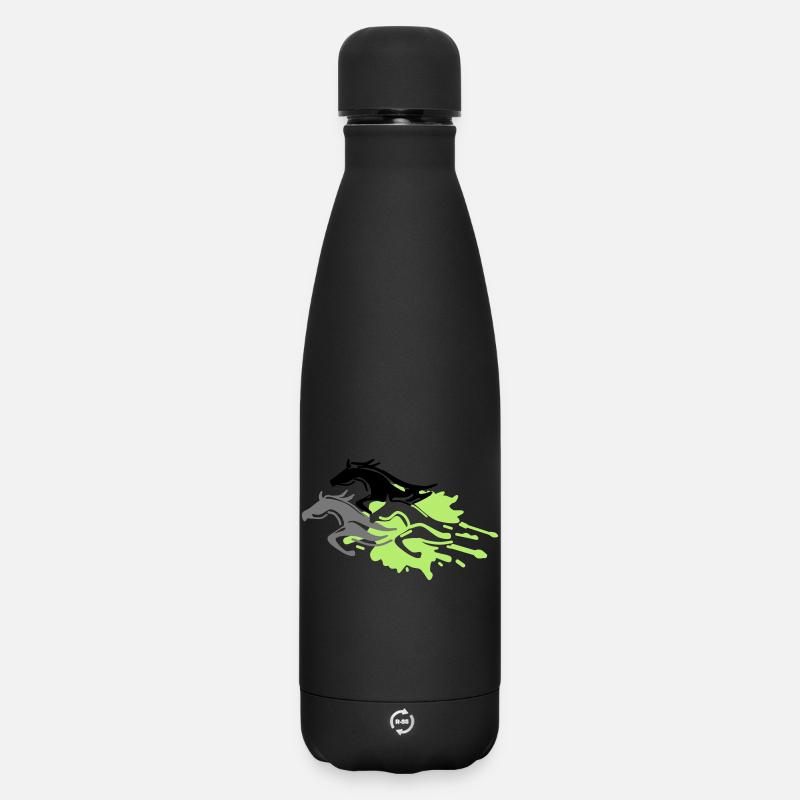 pferde - hengst - stute - fohlen - Matte Thermosflasche 500 ml - Schwarz