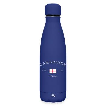 Cambridge England – Holiday Souvenir &amp; Gift - Matte Insulated Water Bottle 500 ml - dark blue  - Front