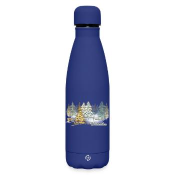 Friedvolle Weihnachten im Winterwald im Advent - Matte Thermosflasche 500 ml - Dunkelblau  - Vorne