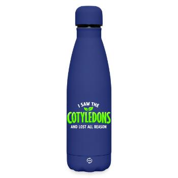 cotyledons seen | Microgreens Humor - Matte Insulated Water Bottle 500 ml - dark blue  - Front