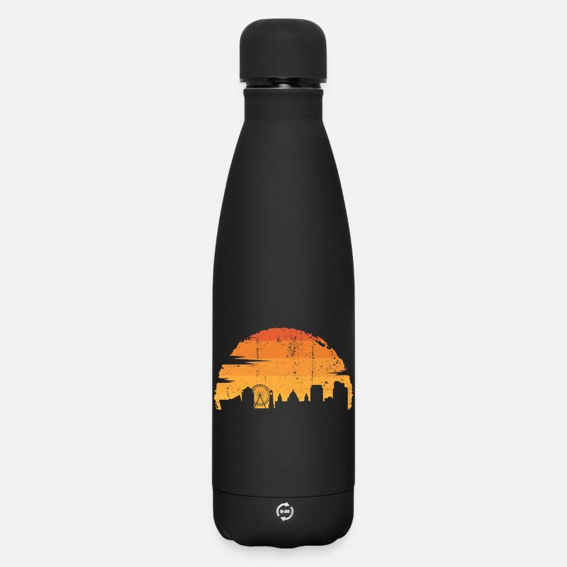 Silhouette d’horizon du coucher de soleil - Bouteille isotherme SOFT TOUCH 500 ml - noir