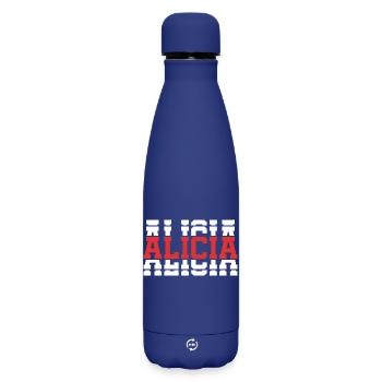 T-Shirt Alicia T-Shirt Geschenkidee gestapelter Text - Matte Thermosflasche 500 ml - Dunkelblau  - Vorne