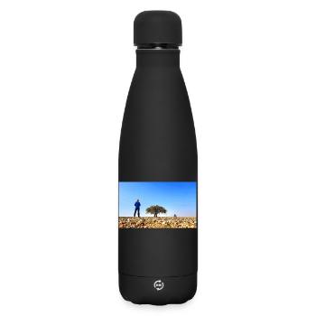 Solitary Explorer with Tree and Bike - Matte Insulated Water Bottle 500 ml - black - Front