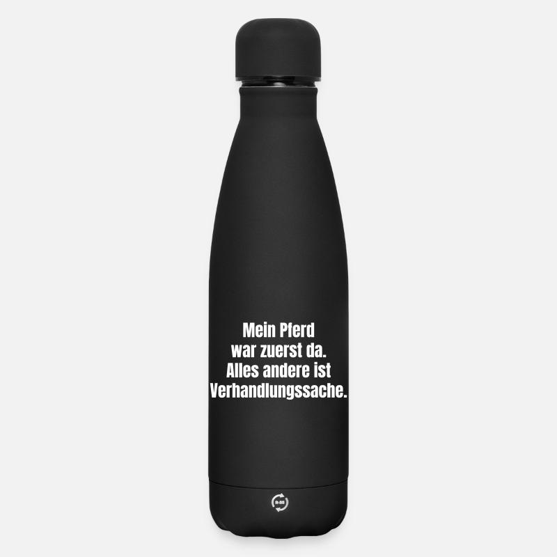 Horse Priority Saying - Matte Insulated Water Bottle 500 ml - black