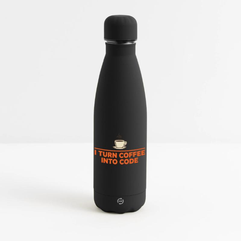 I Turn Coffee Into Code – Programmer Retro Matte Insulated Water Bottle 500 ml