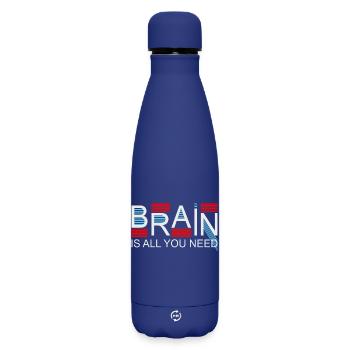 Brain is all you need - Matte Insulated Water Bottle 500 ml - dark blue  - Front
