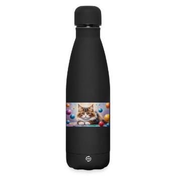 Cute cat wants to play Cuddly Tiger Kitten - Matte Insulated Water Bottle 500 ml - black - Front