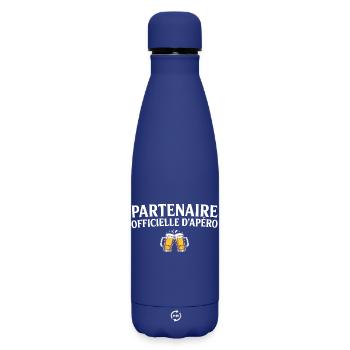 Partenaire Officielle Apéro Couple Humour Apéro - Bouteille isotherme SOFT TOUCH 500 ml - bleu foncé  - Devant