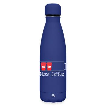 Caffeine = 100% charge - Matte Insulated Water Bottle 500 ml - dark blue  - Front