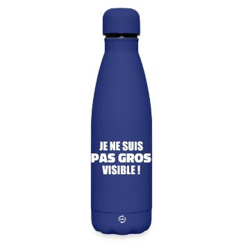 Humour : Je ne suis pas gros, je suis visible ! - Bouteille isotherme SOFT TOUCH 500 ml - bleu foncé  - Devant