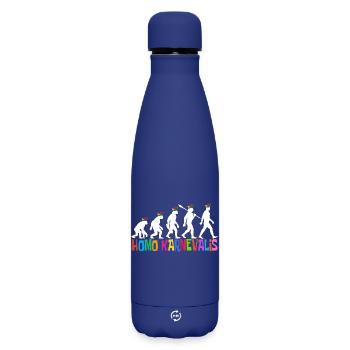 Homo Carnival | Evolution of Fools, Shrovetide - Matte Insulated Water Bottle 500 ml - dark blue  - Front