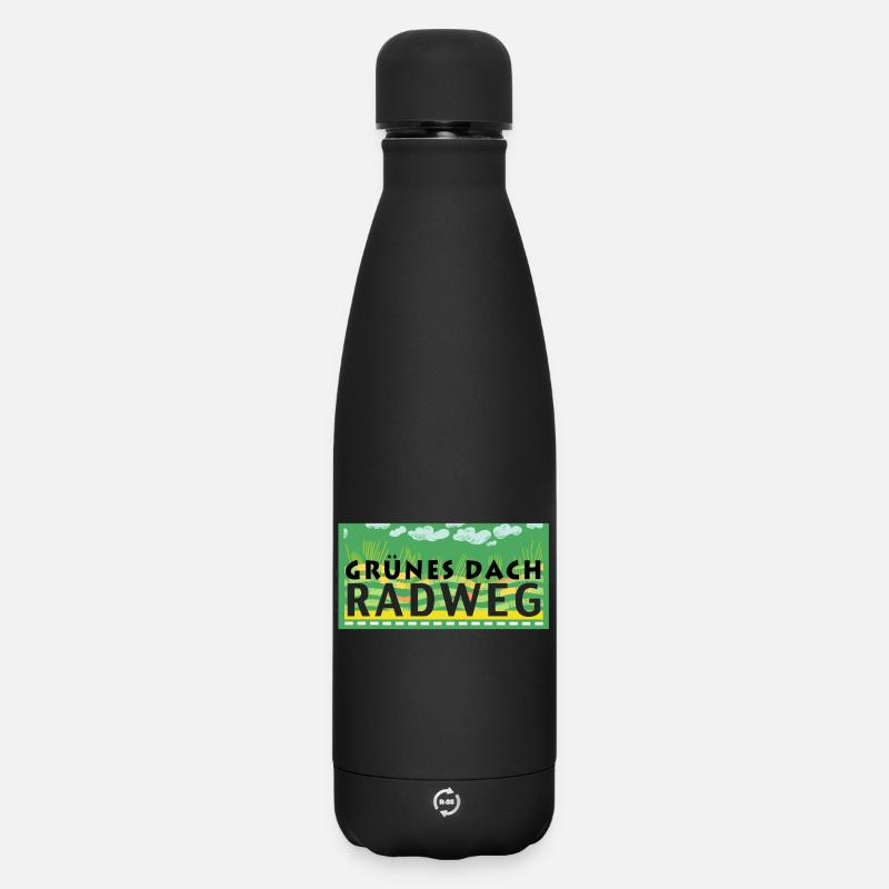 Grünes Dach Radweg - Matte Thermosflasche 500 ml - Schwarz