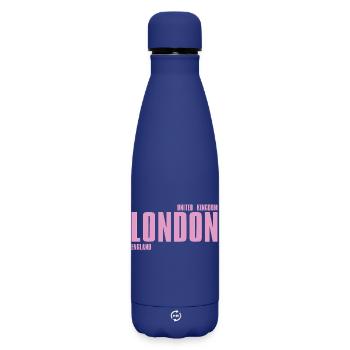 London Pink Bold Typography - Matte Insulated Water Bottle 500 ml - dark blue  - Front