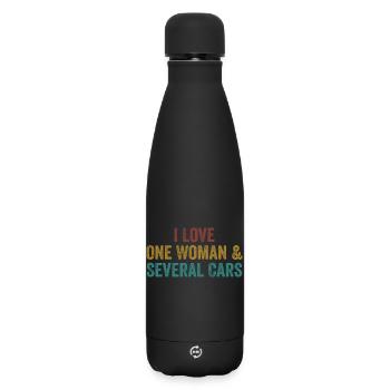 Une Femme et Plusieurs Voitures : Humour Auto - Bouteille isotherme SOFT TOUCH 500 ml - noir - Devant