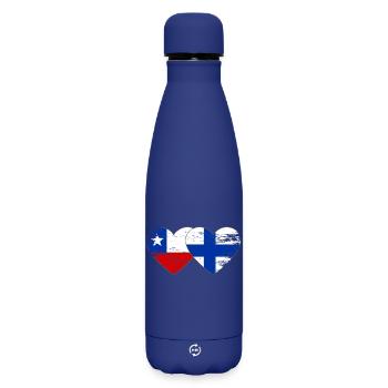 Chile Finnland Flagge Herz - Matte Thermosflasche 500 ml - Dunkelblau  - Vorne