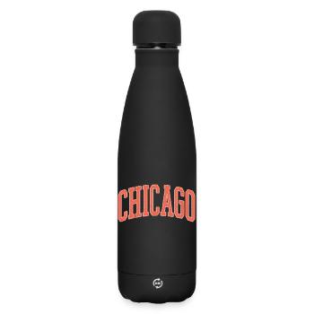 Chicago Arched Block Schriftzug - Matte Thermosflasche 500 ml - Schwarz - Vorne