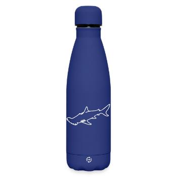 weiße Eleganz der Tiefe - Hammerhai - Matte Thermosflasche 500 ml - Dunkelblau  - Vorne